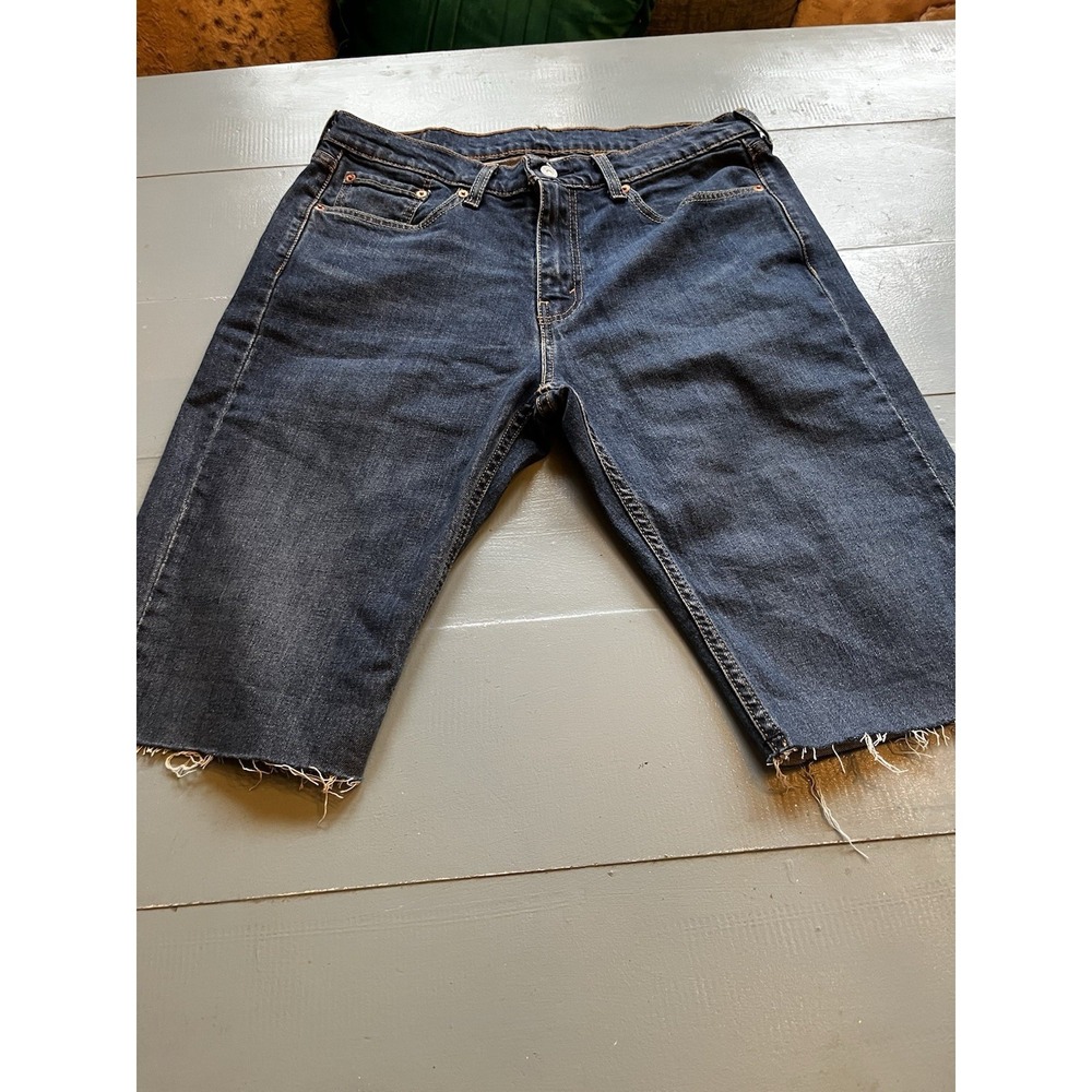Levis 511 Cutoff Denim Shorts Mens W33 Dark Wash Raw Hem Casual‎ Streetwear Blue